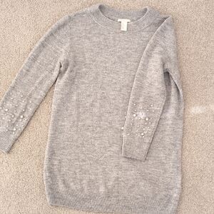 Maternity Gray Pearl-Embellished Women's Sweater